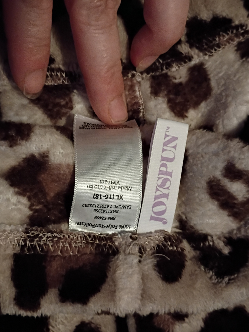 Leopard-Print Fleece Pajama Pants - Cream and Brown - Picture 3 of 3